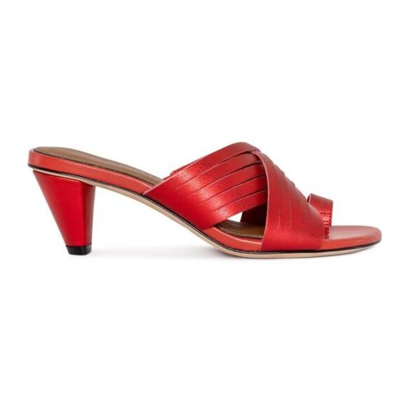DONALD PLINER Alannis Slide Toe Ring Sandals Size 6 Tomato Red Leather NEW - Picture 2 of 14